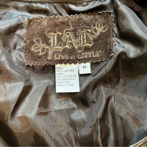 Live A Little Distressed Leather Swing Jacket, Brown. - Picture 11 of 11